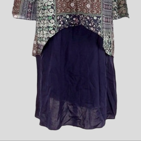 Cellabie Floral Boho Artsy Navy Linen Layered Lagenlook Shift Dress NWT Size M - Picture 5 of 15
